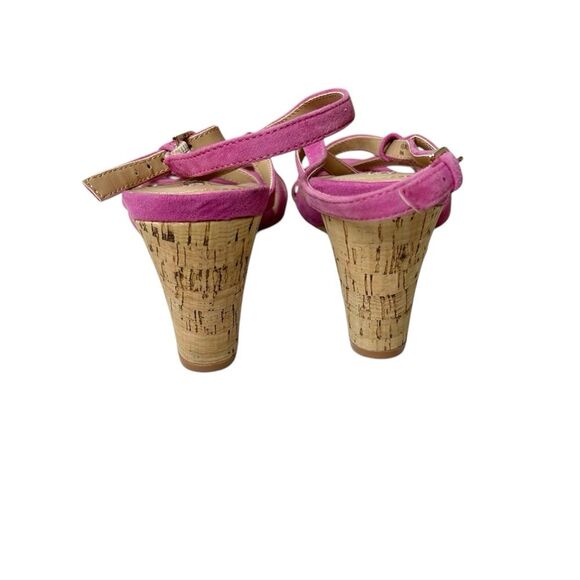 Tahari Future Wedge Leather Sandals Size 9 Pink Suede - Picture 4 of 6